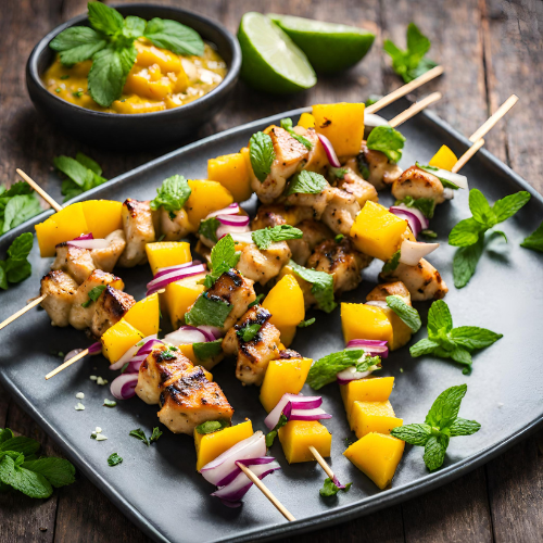 Brochettes de Poulet à la Mangue et à la Menthe